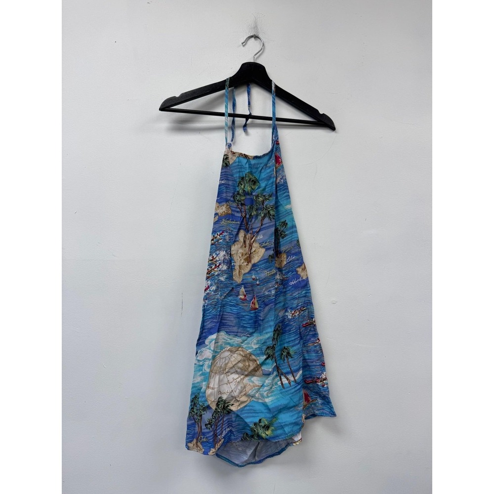 Anchor Blue‎ Tank Top Womens Medium Blue Hawaiian Halter Backless Beach Cami